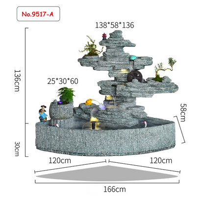 CHENYISHI Large Rockery Flowing Water Fountain Ornaments Villa Courtyard Fish Pond Outdoor Garden Balcony Corner Fish Tank Decoration