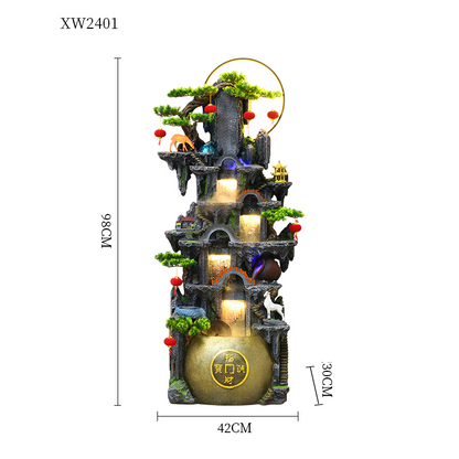 CHENYISHI Resin Fountain Style Rockery Flowing Water Fountain Living Room Ornaments For Wealth Decoration Traditional Waterfalls