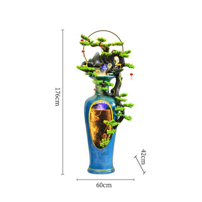 CHENYISHI New Chinese Style Blue Flowing Water Fountain Home Living Room Floor Decoration Large Ornaments Club Landscape shop opening gift