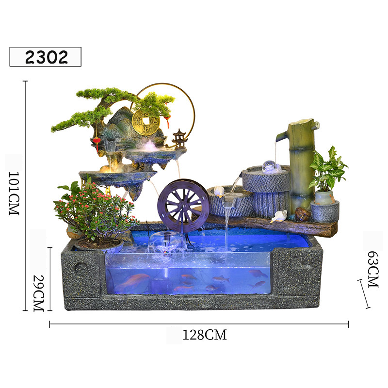 CHENYISHI Rockery Flowing Water Fountain Fish Pond Circulating Water Living Room Balcony Fish Tank Courtyard Fish Pond Company Hotel Decor