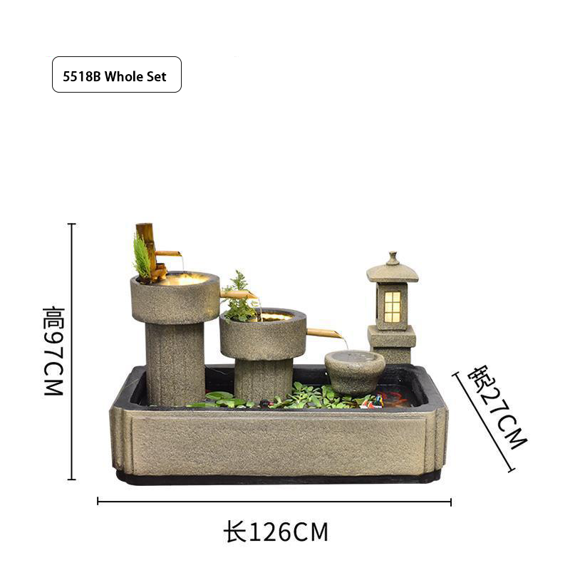 CHENYISHI Zen Garden Outdoor Water Fountain LED Light Fountain Fish Pond Watermill Set Home Yard Decoration Housewarming Minimalist Zen