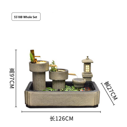 CHENYISHI Zen Garden Outdoor Water Fountain LED Light Fountain Fish Pond Watermill Set Home Yard Decoration Housewarming Minimalist Zen