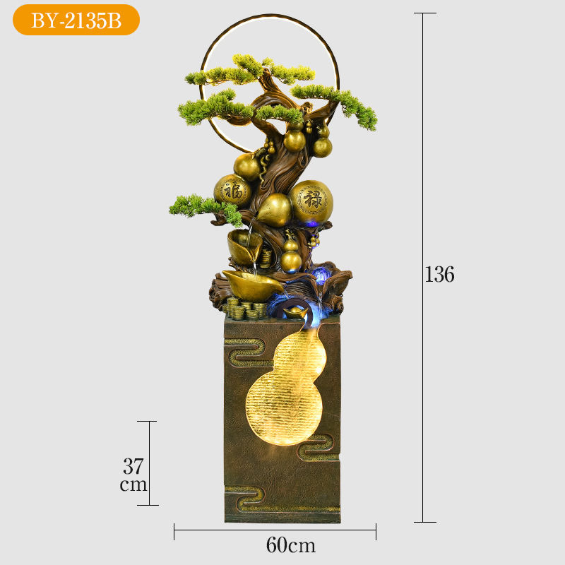CHENYISHIChinese-style Gourd Rockery Flowing Water Fountain Ornaments Living Room Entrance Hall Store Opening New Home Gift Lucky Deco