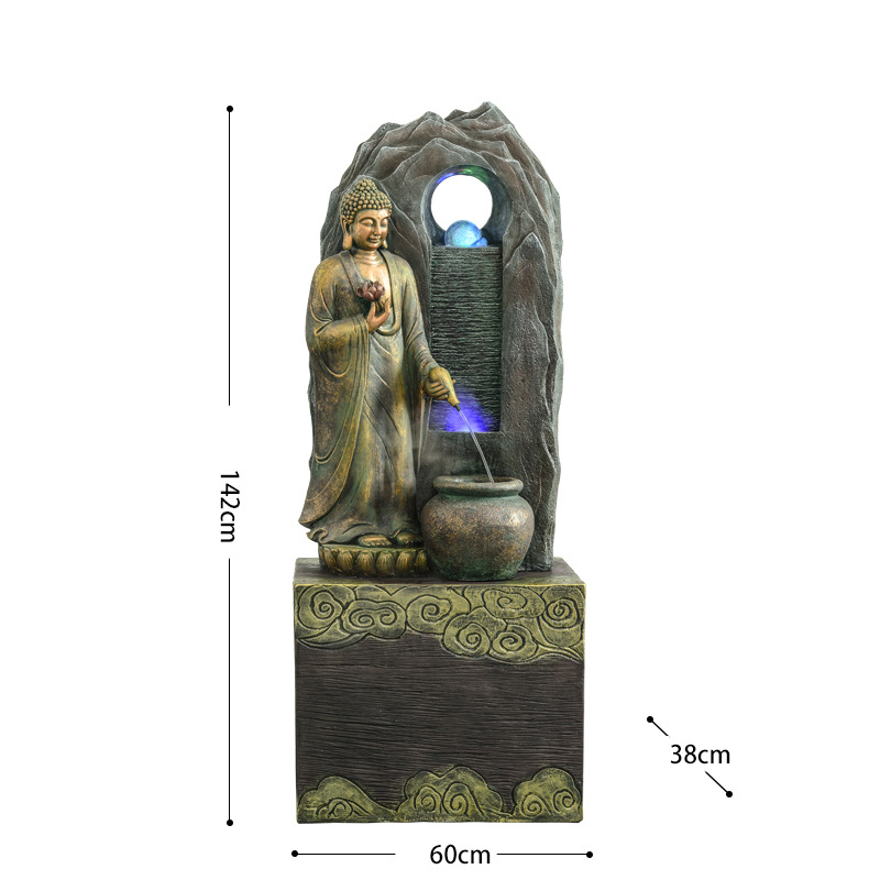 CHENYISHI Southeast Asian Buddha Statue Flowing Water Ornaments Living Room Tea Room Fountain Humidifier Club Office Zen Money-making