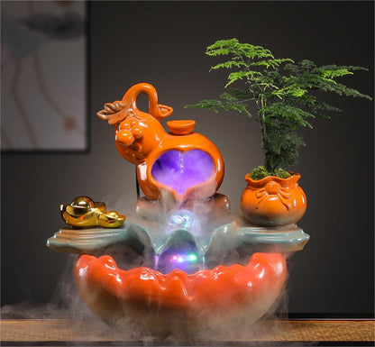 CHENYISHI Lucky Waterfall Table Top Fountain Creative Fortune Flowing Water Ornaments Living Room Office Decorations Desktop Chinese Gift