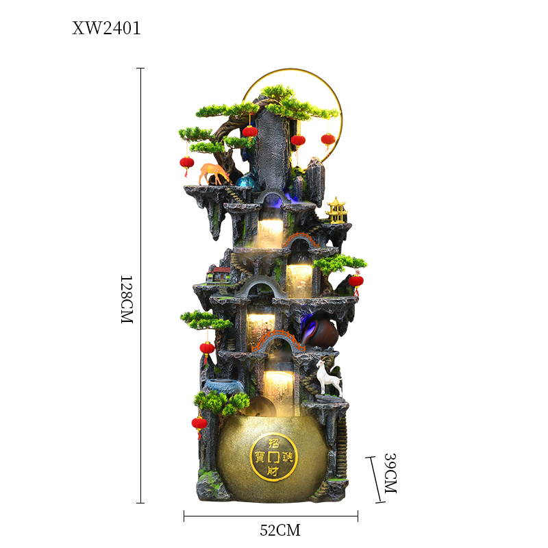 CHENYISHI Resin Fountain Style Rockery Flowing Water Fountain Living Room Ornaments For Wealth Decoration Traditional Waterfalls
