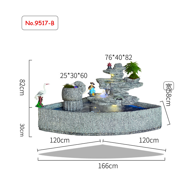 CHENYISHI Large Rockery Flowing Water Fountain Ornaments Villa Courtyard Fish Pond Outdoor Garden Balcony Corner Fish Tank Decoration
