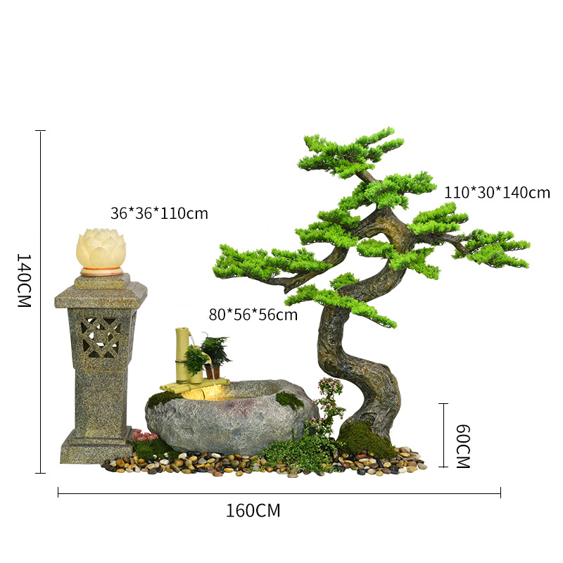 CHENYISHI Japanese Zen Garden Pastoral Courtyard Landscaping Layout Home Garden Balcony Terrace Water Fountain