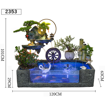 CHENYISHI Rockery Flowing Water Fountain Fish Pond Circulating Water Living Room Balcony Fish Tank Courtyard Fish Pond Company Hotel Decor