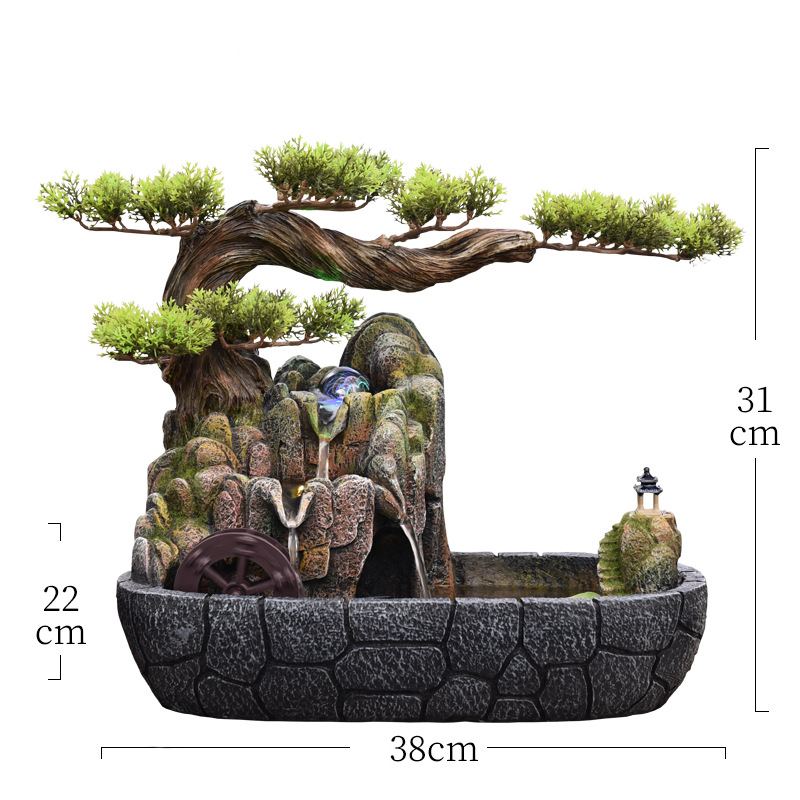 CHENYISHI Wholesale Chinese Style Rockery Flowing Water Fountain Bonsai Indoor Living Room Welcoming Pine Feng Shui Desktop Ornaments