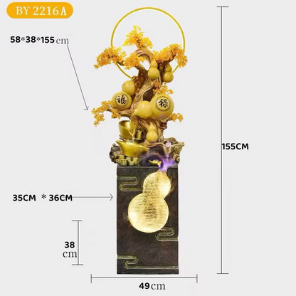CHENYISHIChinese-style Gourd Rockery Flowing Water Fountain Ornaments Living Room Entrance Hall Store Opening New Home Gift Lucky Deco