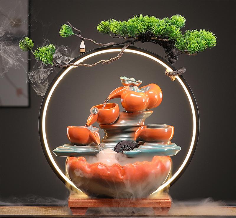 CHENYISHI Lucky Waterfall Table Top Fountain Creative Fortune Flowing Water Ornaments Living Room Office Decorations Desktop Chinese Gift