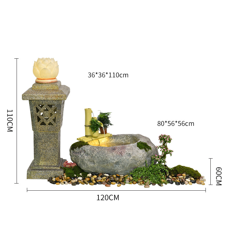 CHENYISHI Japanese Zen Garden Pastoral Courtyard Landscaping Layout Home Garden Balcony Terrace Water Fountain
