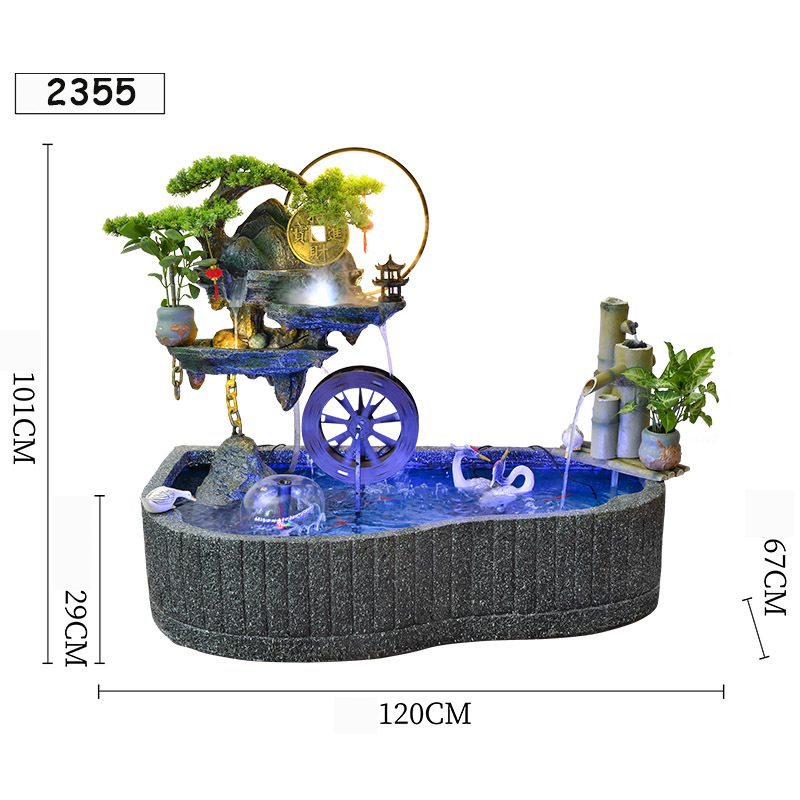 CHENYISHI Rockery Flowing Water Fountain Fish Pond Circulating Water Living Room Balcony Fish Tank Courtyard Fish Pond Company Hotel Decor
