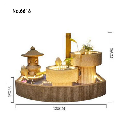 CHENYISHI Pastoral Japanese Water Fountain Sandstone Yard Landscape Courtyard Fish Pond Flowing Water Ornaments Rockery Fountain