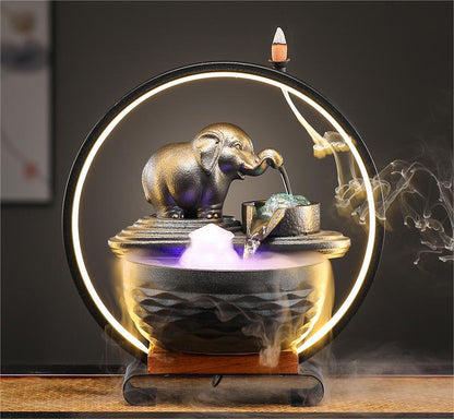 Customized LOGO Elephant Flowing Water Ornaments Attract Wealth Living Room Flowing Crystal Ball Fenshui Lucky Peaceful Fountain