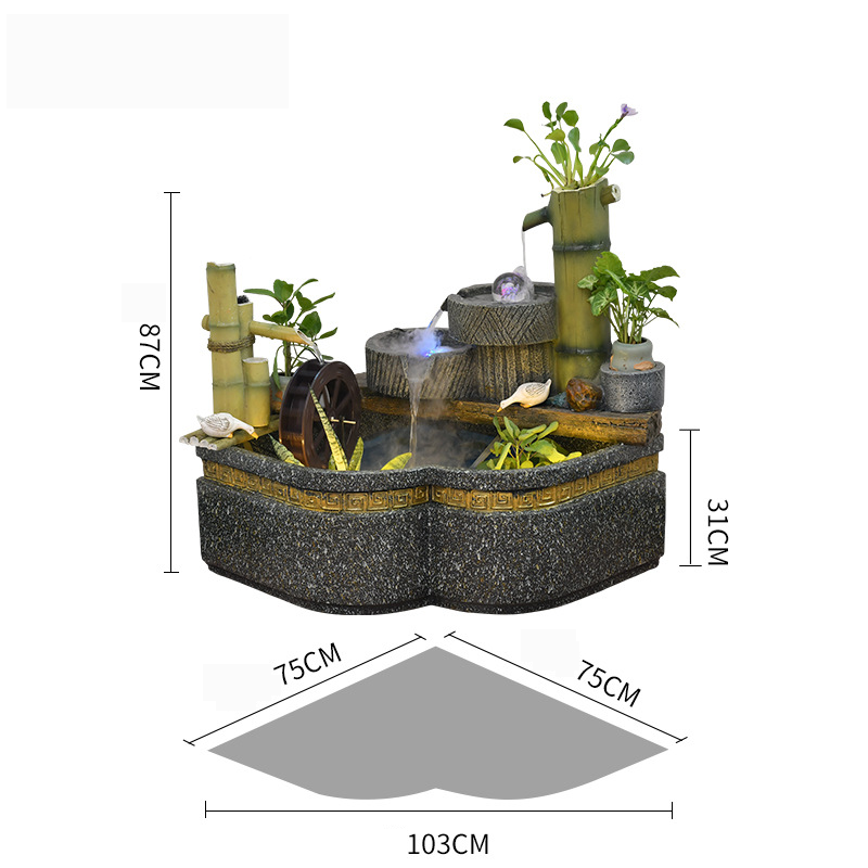 CHENYISHI Rockery Flowing Water Fountain Fish Pond Circulating Water Living Room Balcony Fish Tank Courtyard Fish Pond Company Hotel Decor
