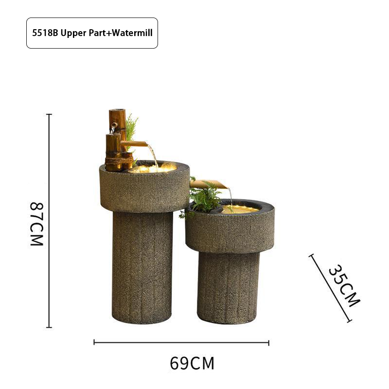 CHENYISHI Zen Garden Outdoor Water Fountain LED Light Fountain Fish Pond Watermill Set Home Yard Decoration Housewarming Minimalist Zen