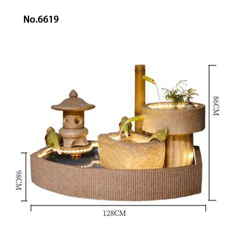CHENYISHI Pastoral Japanese Water Fountain Sandstone Yard Landscape Courtyard Fish Pond Flowing Water Ornaments Rockery Fountain