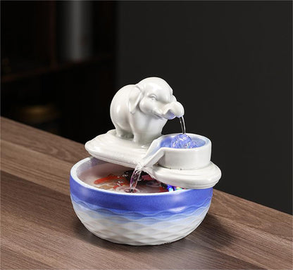 Customized LOGO Elephant Flowing Water Ornaments Attract Wealth Living Room Flowing Crystal Ball Fenshui Lucky Peaceful Fountain