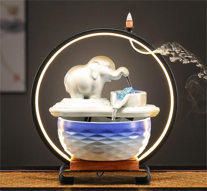 Customized LOGO Elephant Flowing Water Ornaments Attract Wealth Living Room Flowing Crystal Ball Fenshui Lucky Peaceful Fountain