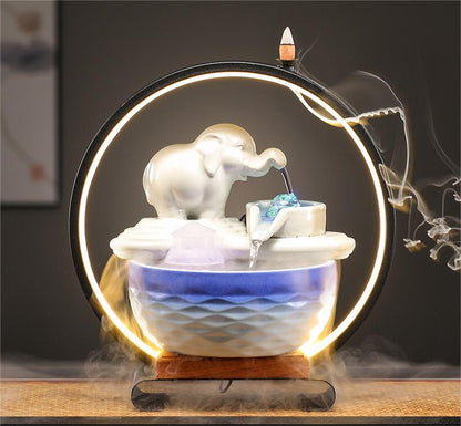 Customized LOGO Elephant Flowing Water Ornaments Attract Wealth Living Room Flowing Crystal Ball Fenshui Lucky Peaceful Fountain