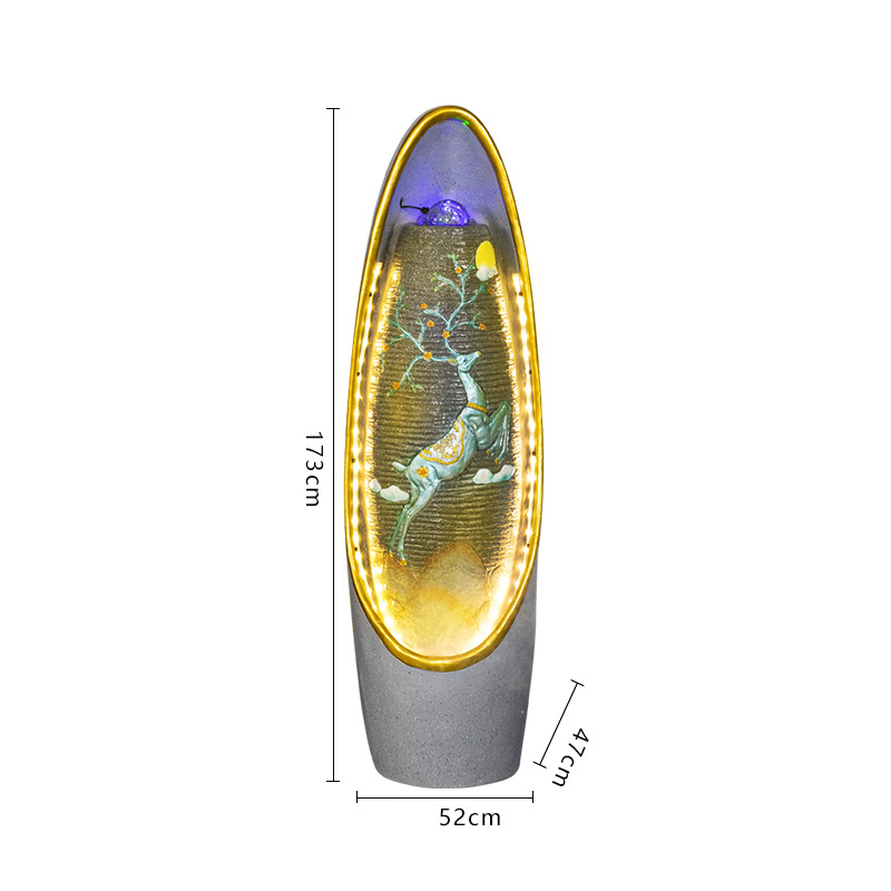 CHENYISHI LED Flowing Water Fountain Living Room Office Fortune-enhancing Ornaments Feng Shui Home Decoration Crystal Ball Floor Decor
