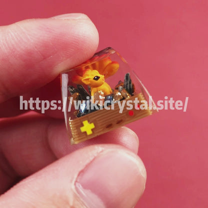 Pokémon Vulpix custom 1U keycap Pokemon keycap liquefied keycap artisan keycap anime cherry MX keycap yellow keycap