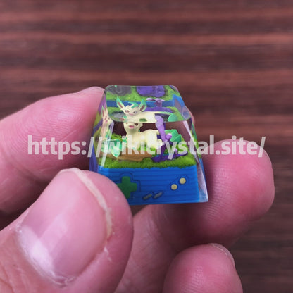Pokemon Leafeon Custom 1U Keycaps Pokemon Keycap Liquidate keycap Artisan Keycap Anime Cherry MX Keycaps