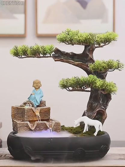 CHENYISHI Wholesale Chinese Style Rockery Flowing Water Fountain Bonsai Indoor Living Room Welcoming Pine Feng Shui Desktop Ornaments