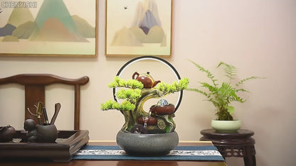 CHENYISHI Rockery Flowing Water To Make Money Alpine Waterwheel Circulating Water Office Living Room Decoration Fengshui Ornaments