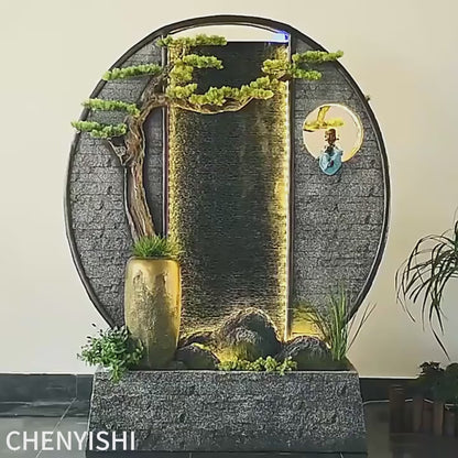 CHENYISHI Large Water Zen Fountain Pool Garden Waterscape B&B Landscaping Balcony Fish Pond Rockery Double-sided Flowing Water Ornaments