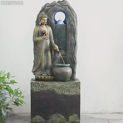 CHENYISHI Southeast Asian Buddha Statue Flowing Water Ornaments Living Room Tea Room Fountain Humidifier Club Office Zen Money-making