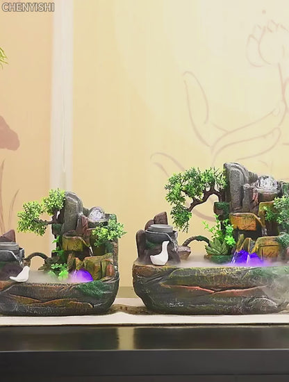 CHENYISHI Rockery Bonsai Living Room Indoor Landscape Fountain Flowing Water Wealth Ornaments Pastoral Fish Pond Gifts