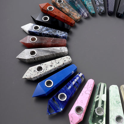 Gemstone Pipes Quartz Smoking Crystal Pipe Smoke Hand Spoon Herb Bowl