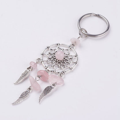 Natural Chip Gemstone Dreamcatcher Keychain