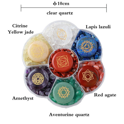 Crystal Stone Seven Chakras Mineral Specimen Collection Box Healing Stone Energy Quartz