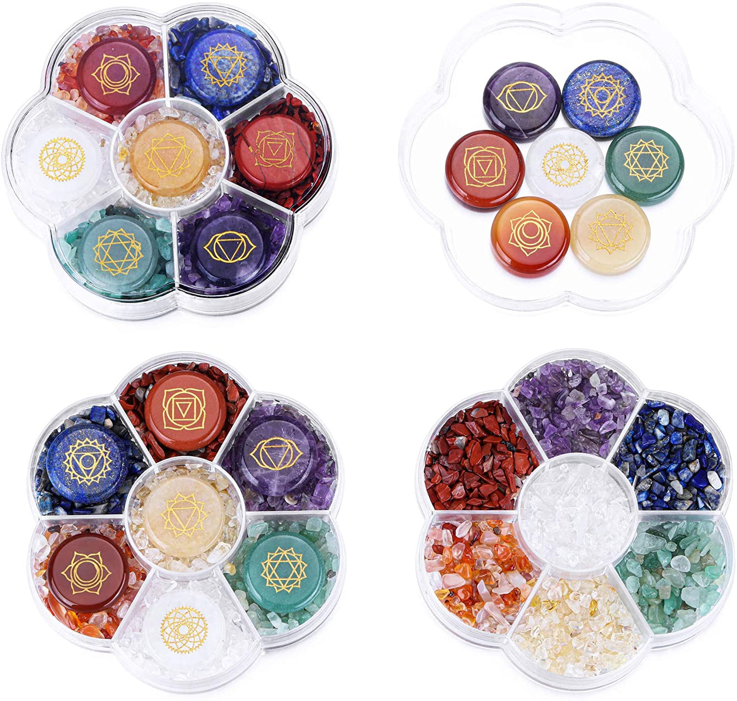 Crystal Stone Seven Chakras Mineral Specimen Collection Box Healing Stone Energy Quartz