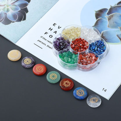 Crystal Stone Seven Chakras Mineral Specimen Collection Box Healing Stone Energy Quartz