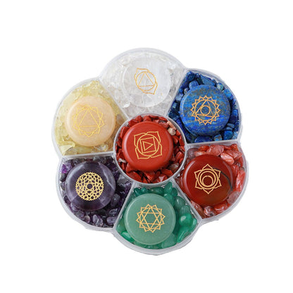 Crystal Stone Seven Chakras Mineral Specimen Collection Box Healing Stone Energy Quartz