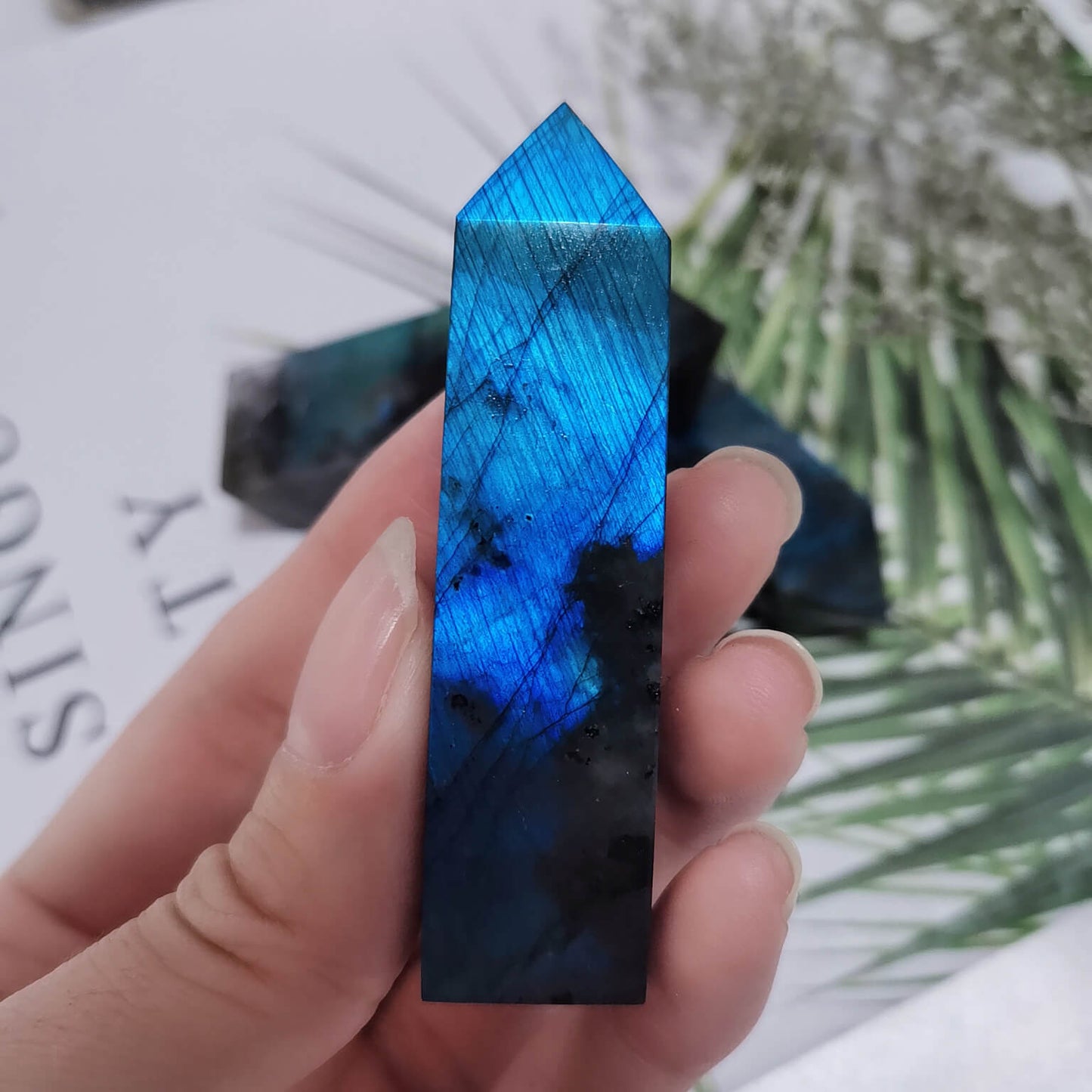 Natural Blue Flash Labradorite Square Point