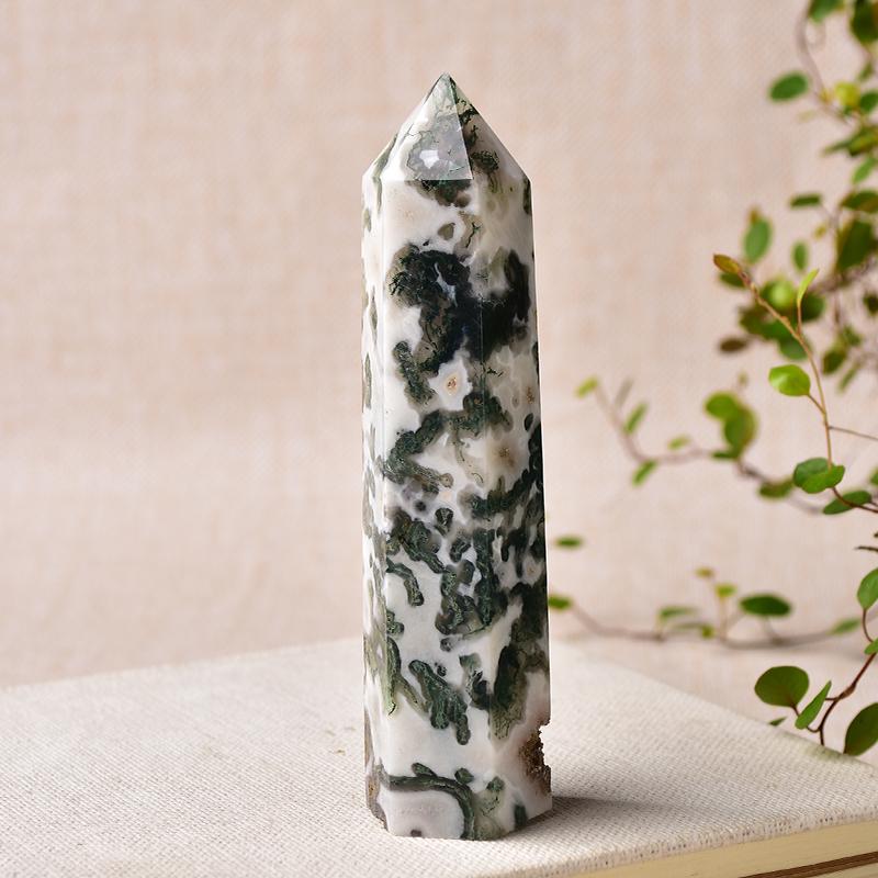 Natural Crystal Point Aquatic Agate Tower