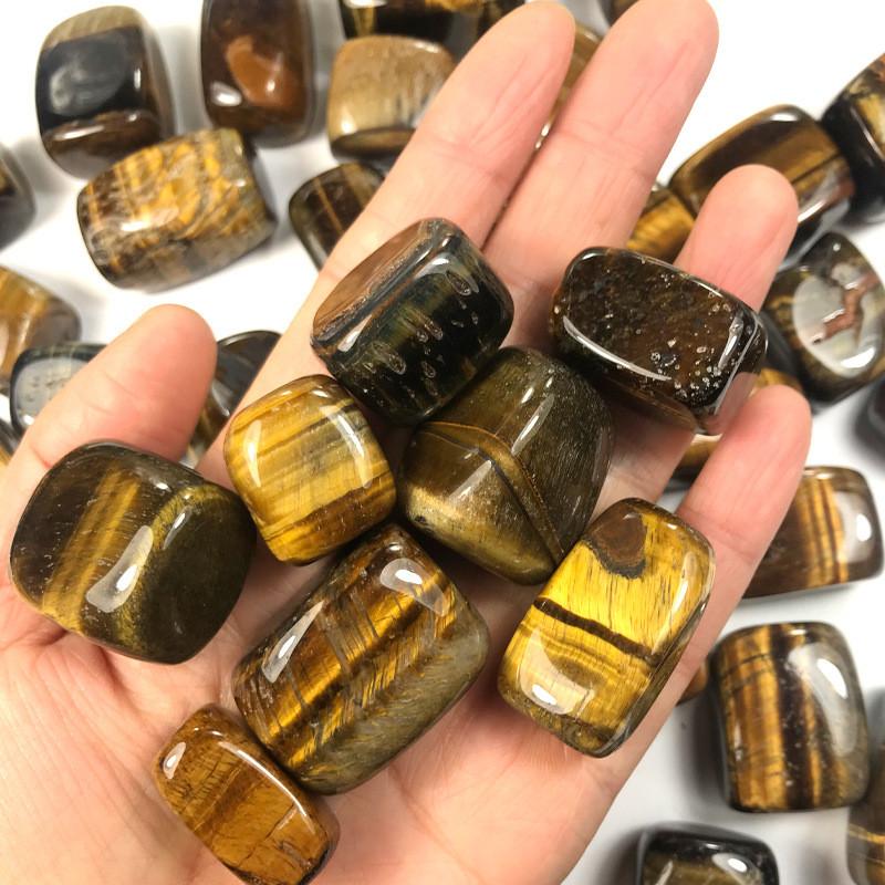 Piedra pulida de ojo de tigre amarillo natural