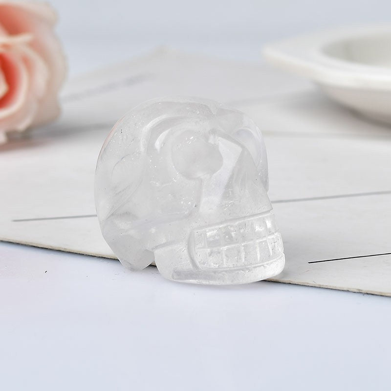 1 Inch Crystal Skull Sculpture Hand Carved Gemstone Statue Figurine Collectible