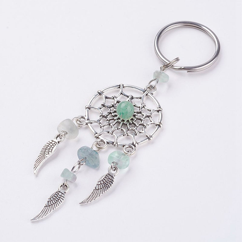 Natural Chip Gemstone Dreamcatcher Keychain