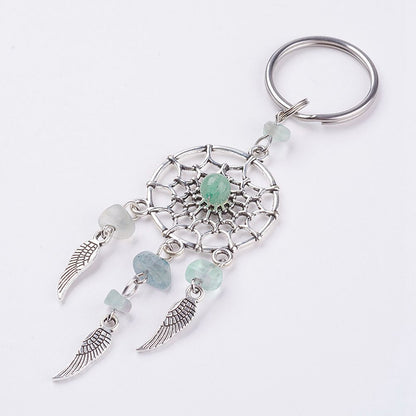 Natural Chip Gemstone Dreamcatcher Keychain