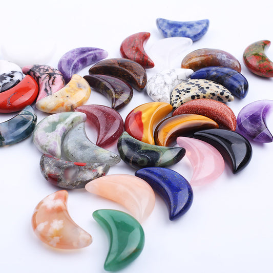 Natural healing stone carved crystal moon