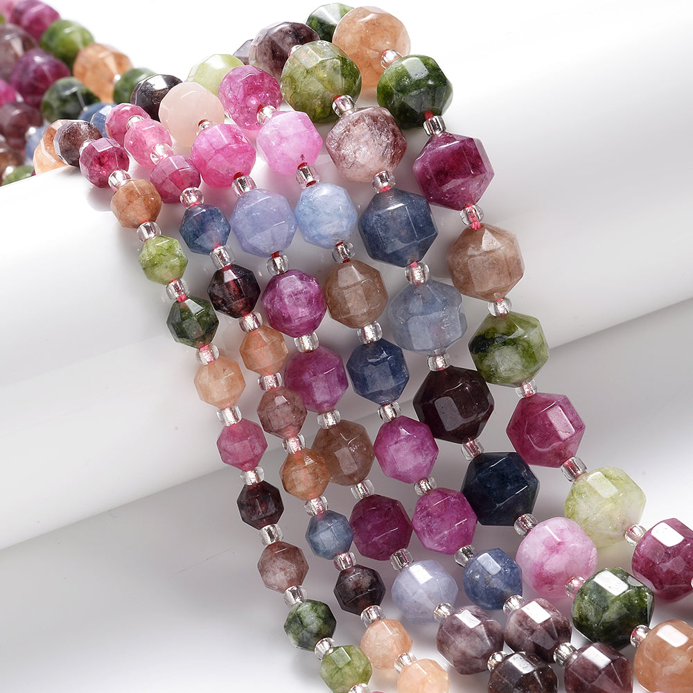 Olive Faceted Tourmaline Stone Beads Colorful Beads for Jewelry Making