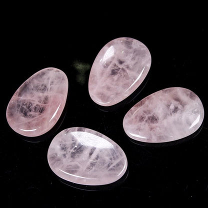 Piedra pulida de cristal de cuarzo rosa natural para masaje de pulgares