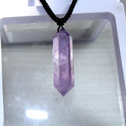 Natural Amethyst Column Double Point Pendant